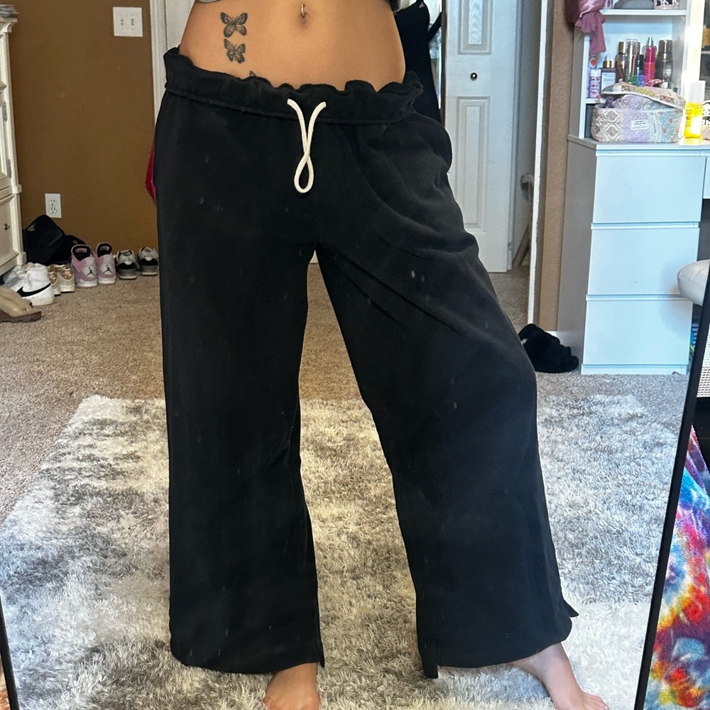 Urban Outfitters Womens Black Wide Leg Sweatpants with Drawstring